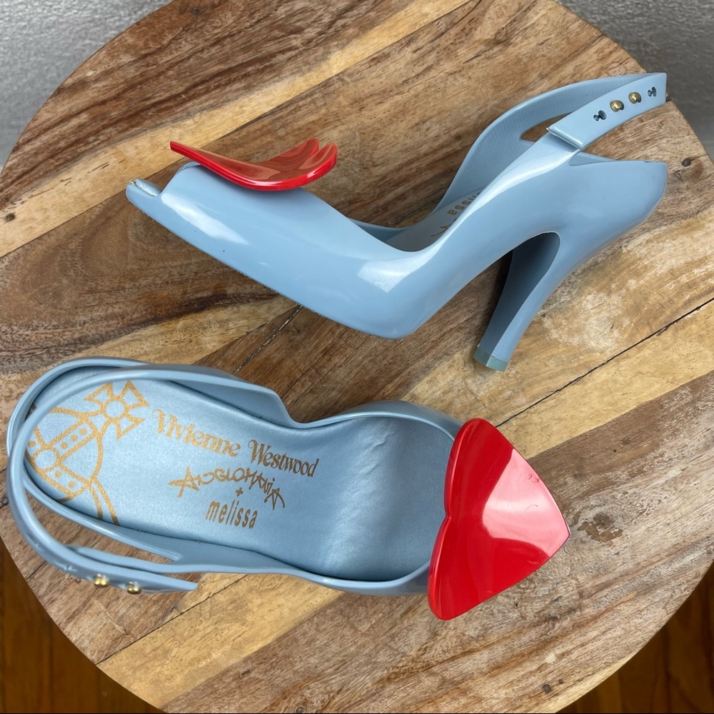 Melissa l Vivienne Westwood Anglomania Novelty Jelly Heart Peep Toe Pinup Heels